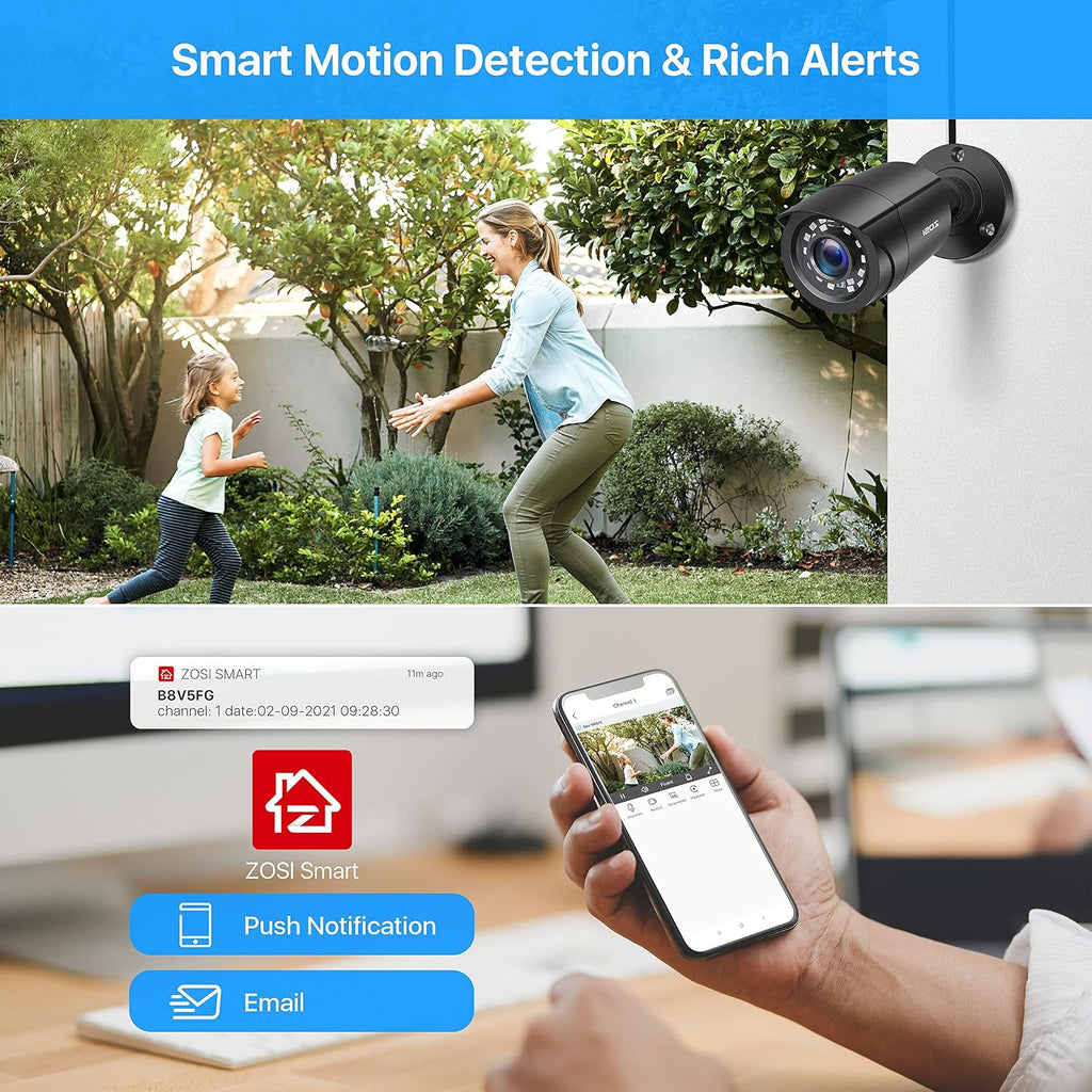 ZOSI 4 Pack 2MP 1080p HD-TVI Bullet Security Camera Indoor Outdoor