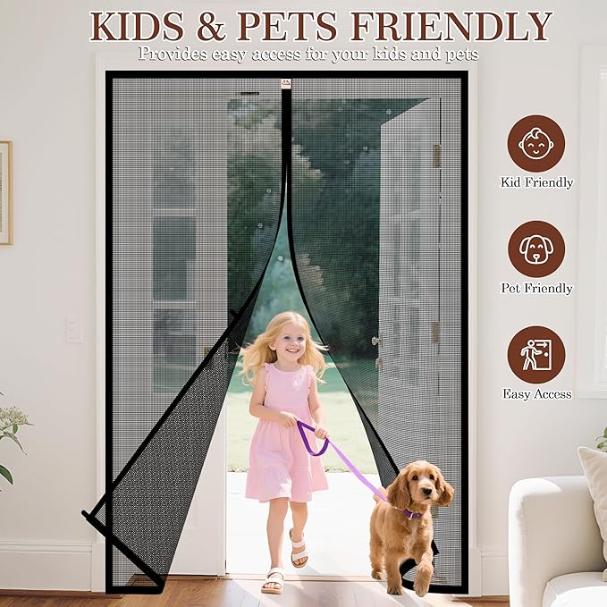 Yotache Magnetic Screen Door Fits 78" Wide x 86" Height Doors, Screen Size 80"