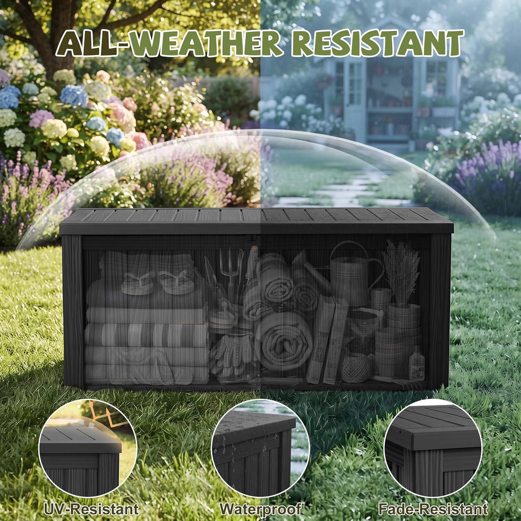 drato 310 gallon deck boxes outdoor waterproof large, side view