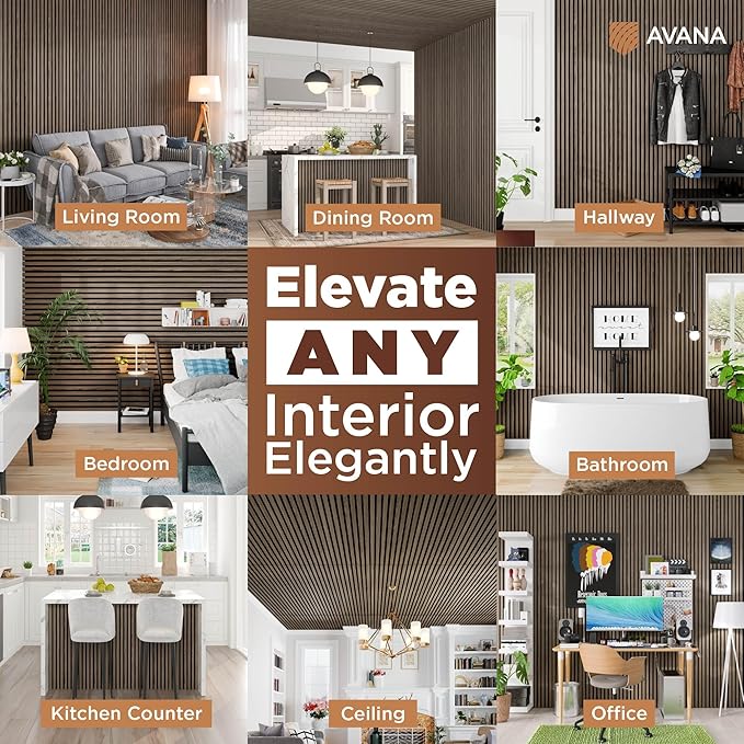 Avana Acoustic Wood Wall Panels – 47.2 X 12.6 Inch Walnut Acoustic Panels 2 PCs