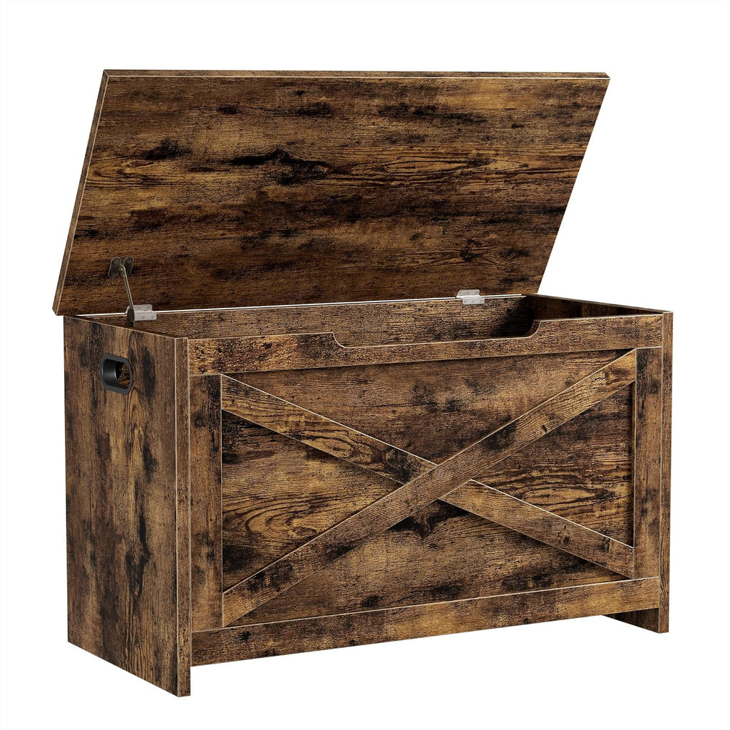 GarveeHome 30 in Storage Chest, Wooden Storage Bench with Safety Hinge, Easy Assembly, Large Shoe Bench for Entryway, Living Room, Bedroom