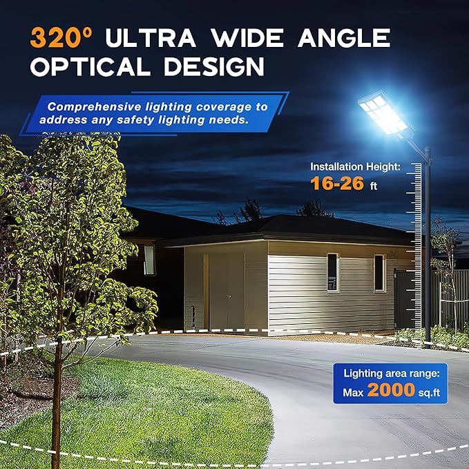 OKPRO Solar Lights Outdoor Waterproof, 8000W Solar Street Light