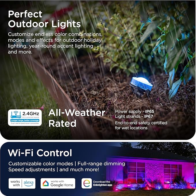 Enbrighten Vibe Eternity Garden Lights, 12 RGBWIC LEDs, Waterproof, Outdoor