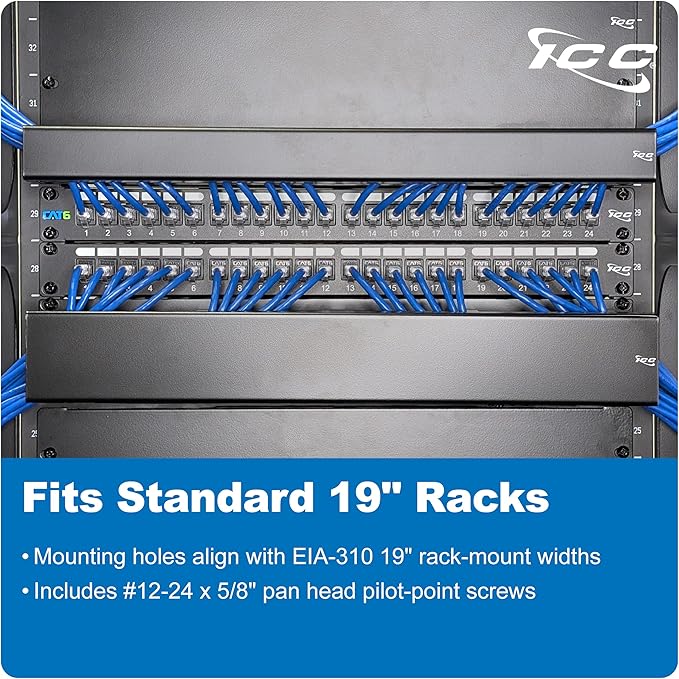 ICC 2U Ring Cable Manager Panel (6-Pack)