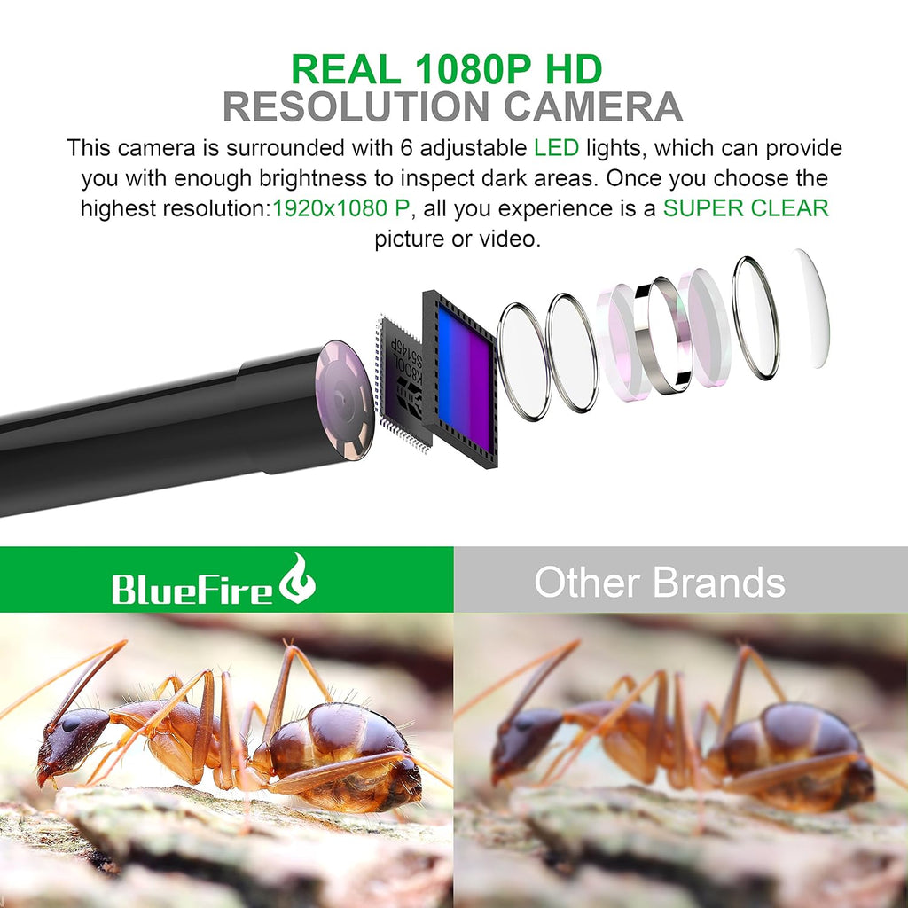 bluefire 1080p wireless endoscope camera, 5.5mm hd borescope shown in use