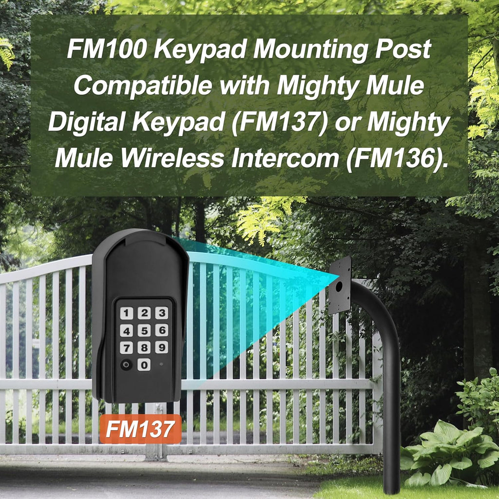 fm100 keypad mounting post compatible with mighty mule shown in use