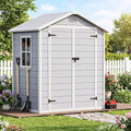 DWVO 6X4FT Resin Outdoor Storage Shed with Floor, Window & Vents, Tool Shed