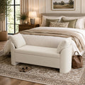 Usaint 58.3" Upholstered Storage Ottoman Bench with 2 Throw Pillows, Beige