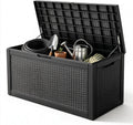 130 Gallon Deck Box,Lockable Outdoor Storage Box Gas Lift,Waterproof,Black