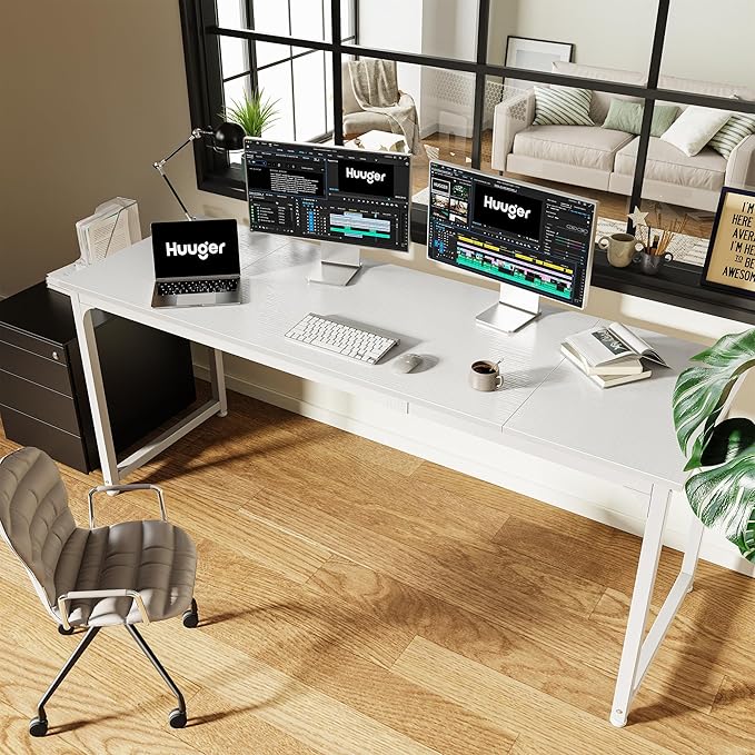 Huuger Computer Desk, 70 Inch Office Desk, Gaming Desk