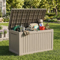 270 Gallon Outdoor Storage Box Waterproof, Lockable Resin Deck Box Large Storage Bin for Patio Furniture Cushion, Garden Tools, Pool Accessories, UV-Resistant Outside Delivery, Gray