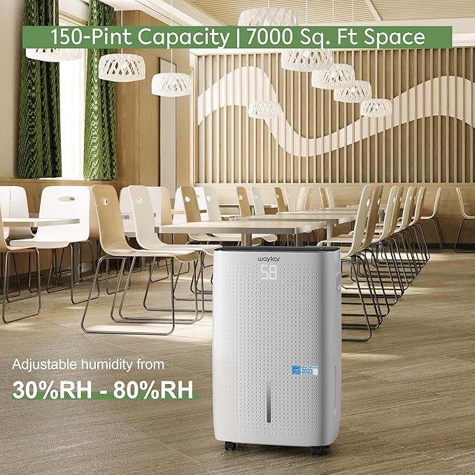 Waykar 150 Pints 7, 000 Sq. Ft Energy Star Dehumidifier