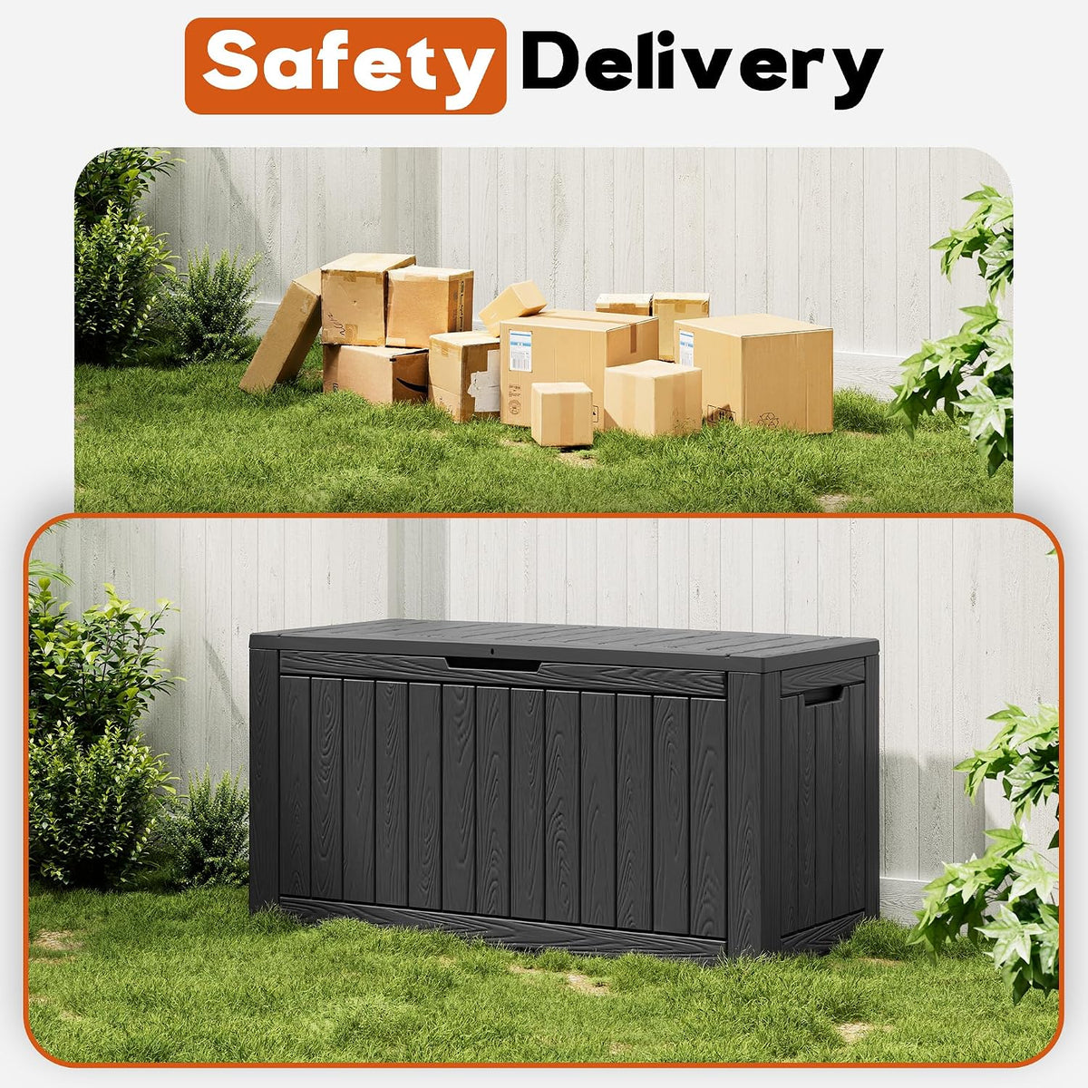 resin outdoor deck storage box waterproof (black, 120 on a desk or shelf