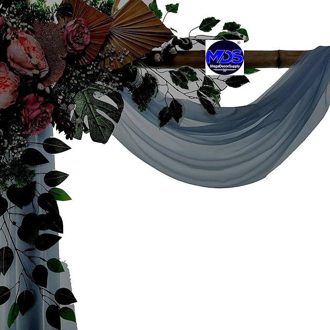 MDS Halloween Chiffon Draping Fabric - 2 Panel, 30" Wide x 30ft Long - Sheer Spooky Arbor & Canopy Drapery for Haunted House Backdrops, Party Ceilings, DIY Costumes & Themed Events - Dusty Blue (Pack of 2)