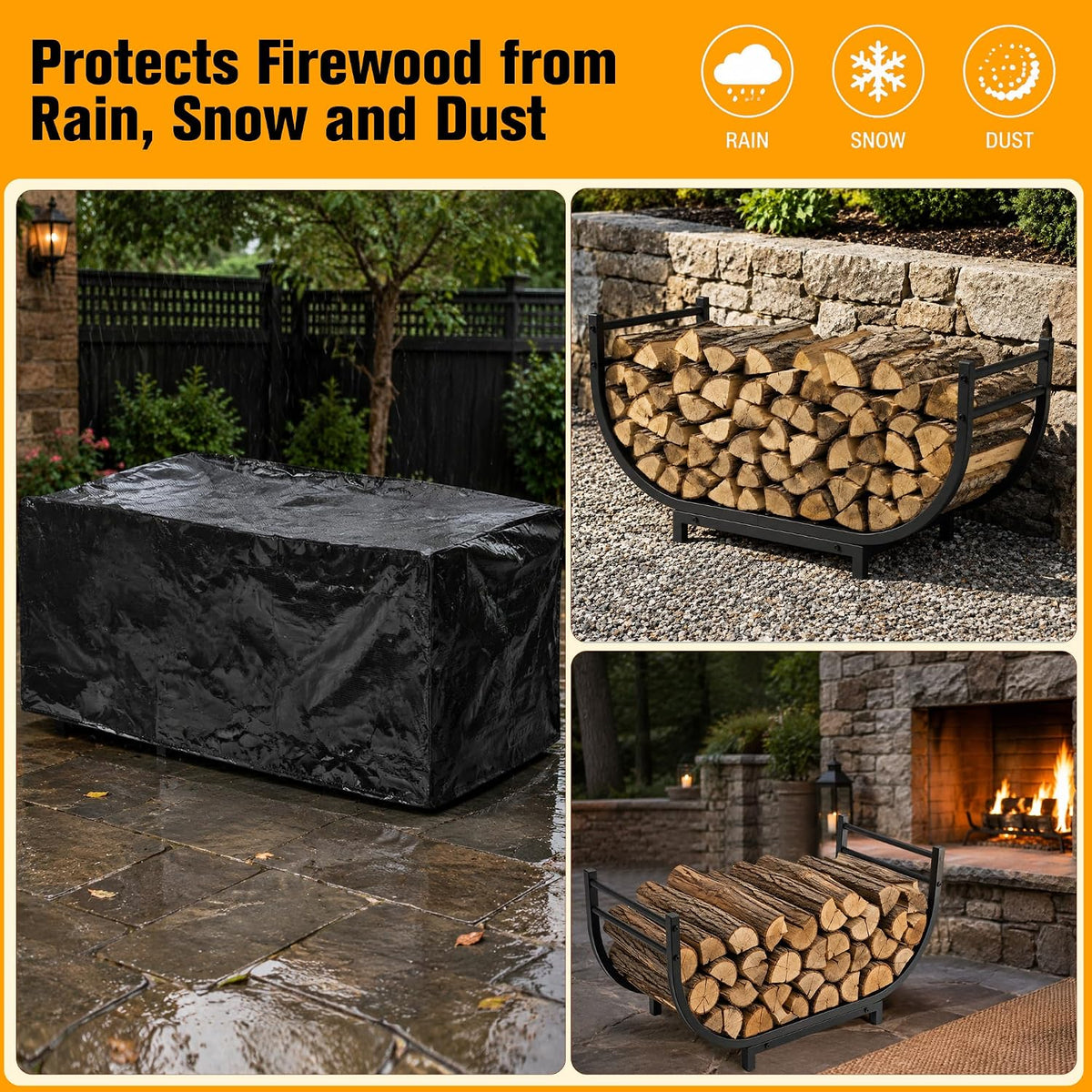 facka 30 inch firewood rack outdoor with cover, close-up detail