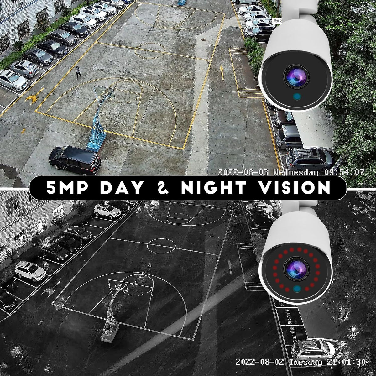 5mp analog security bullet camera 4-in-1 tvi/cvi/ahd/cvbs 960h, close-up detail