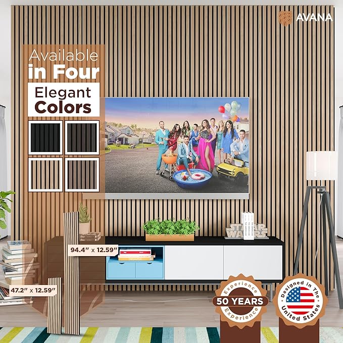 Avana Acoustic Wood Wall Panels – 94.4 X 12.6 Inch White Oak Acoustic Panels 2 (2 PCs)