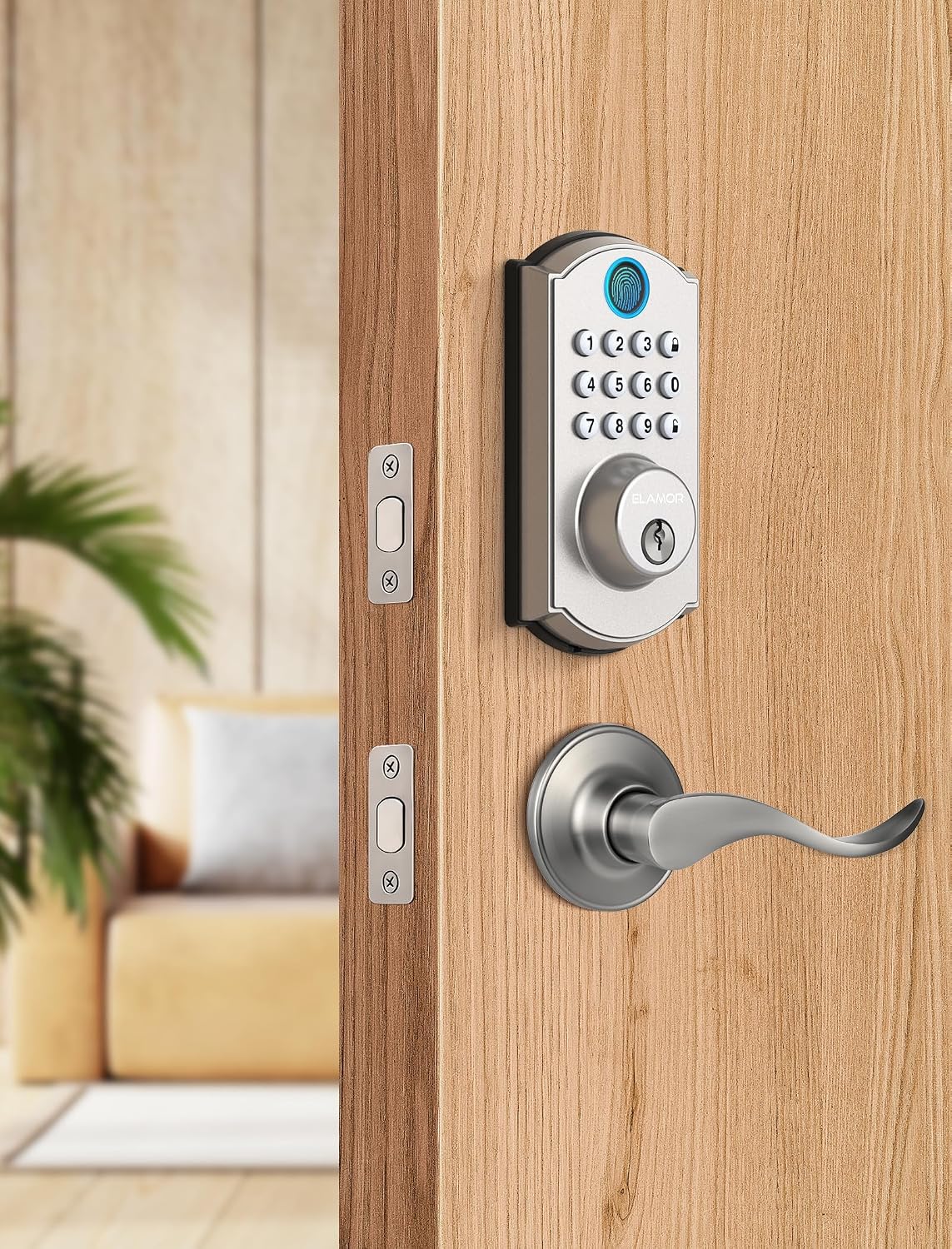 M19 Fingerprint Door Lock, Front Deadbolt with 2 Lever Handles SN
