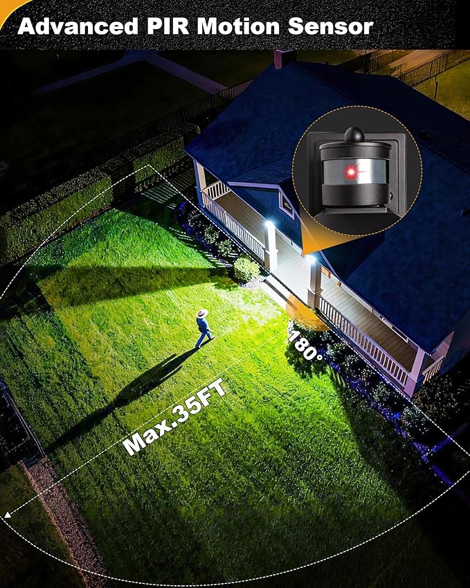LTBLIGHT Motion Sensor Dusk to Dawn Outdoor Light, 4-Modes Adjustable Black