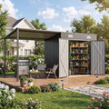 Aoxun 12x4FT Outdoor Lean to Shed & Hardtop Gazebo Black