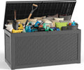 Deck Box Large Outdoor Storage for Patio Furniture, Outdoor Cushions, Garden Tools and Pool Supplies, Waterproof, Resin, Lockable (Black, 320 Gallon)