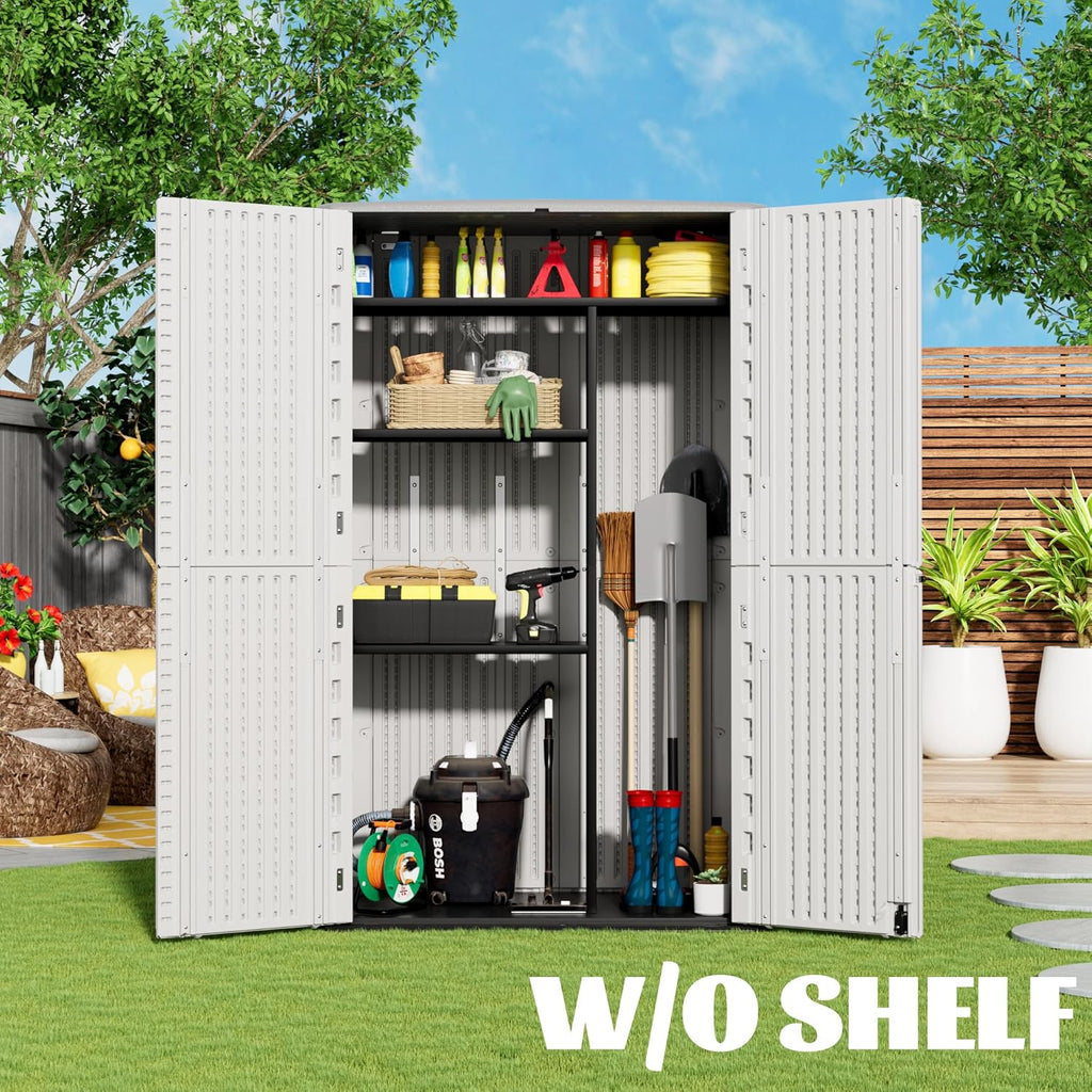 mrosaa outdoor storage cabinet waterproof,resin vertical storage shed, close-up detail