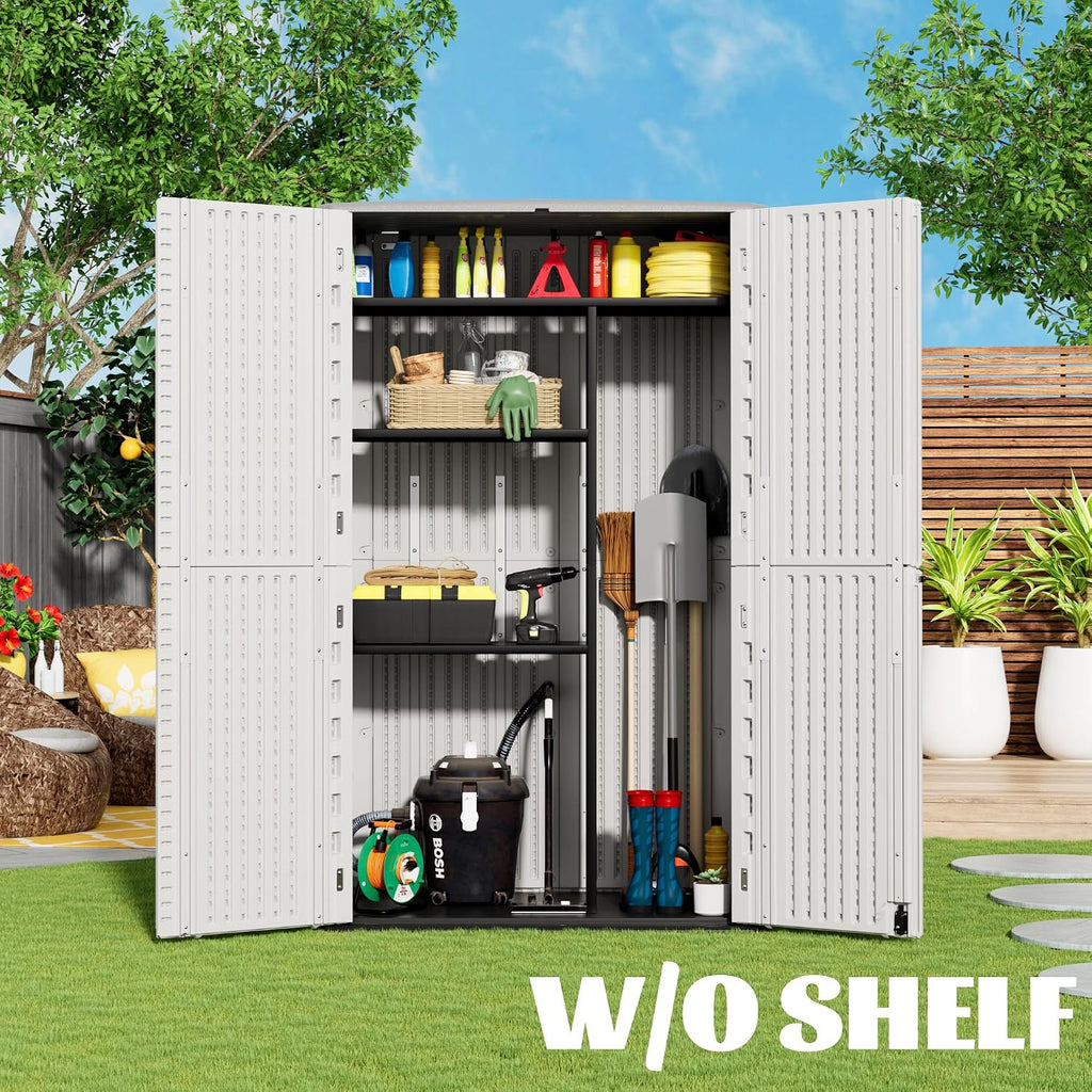 mrosaa outdoor storage cabinet waterproof,resin vertical storage shed, close-up detail