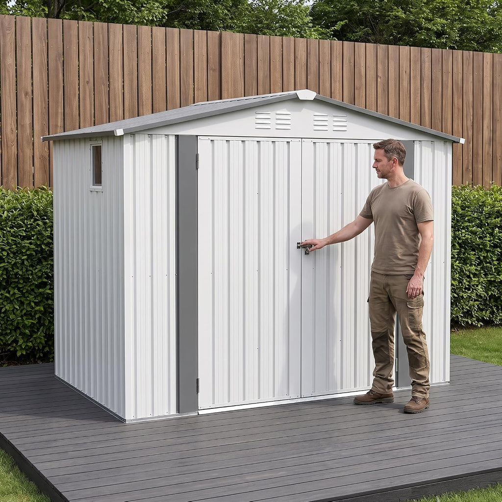8x6 ft outdoor storage shed, metal garden shed, package contents
