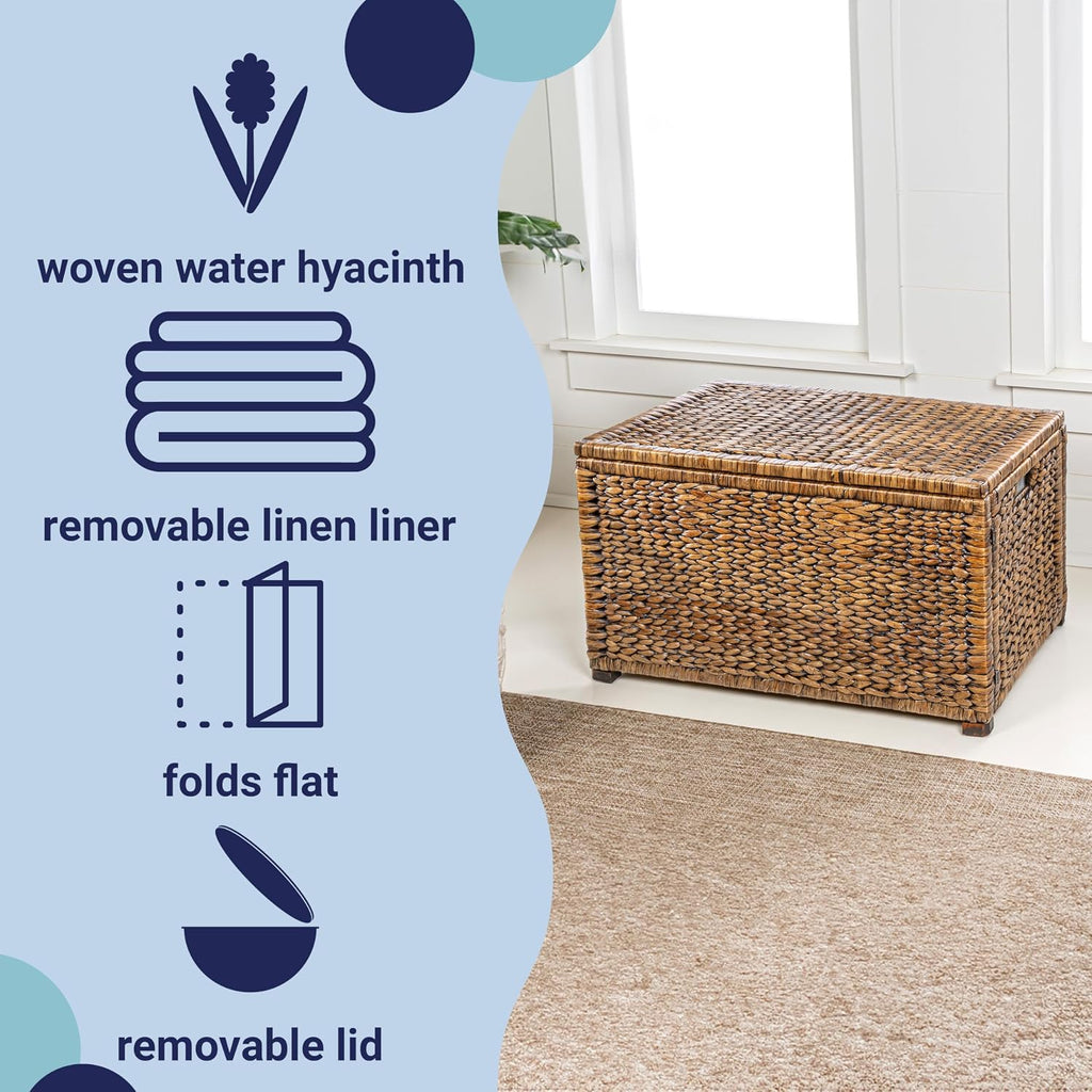 eyely mph9005b amanda wicker weave 30" storage trunk showing dimensions