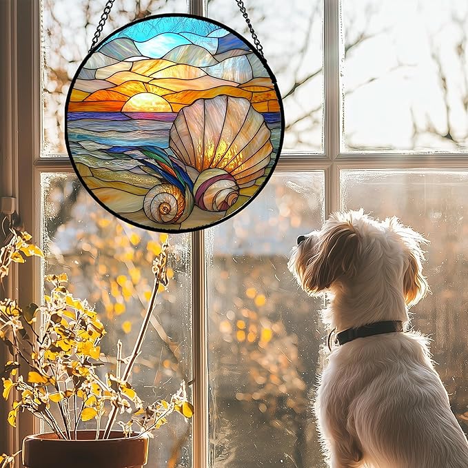 AMDERVEN Stained Glass Window Hanging