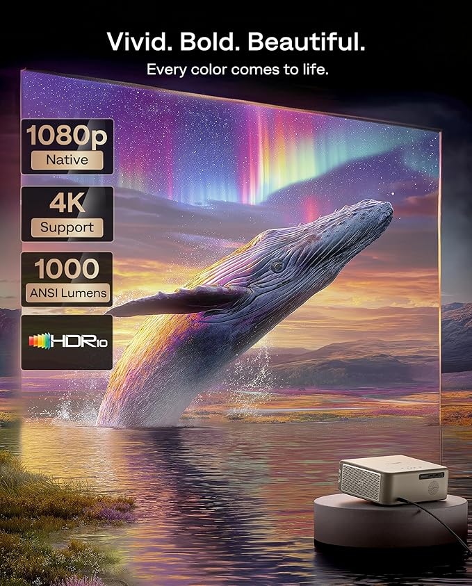 Aurzen EAZZE D1 MAX Upgraded Google TV Smart Projector 4K Supported,
