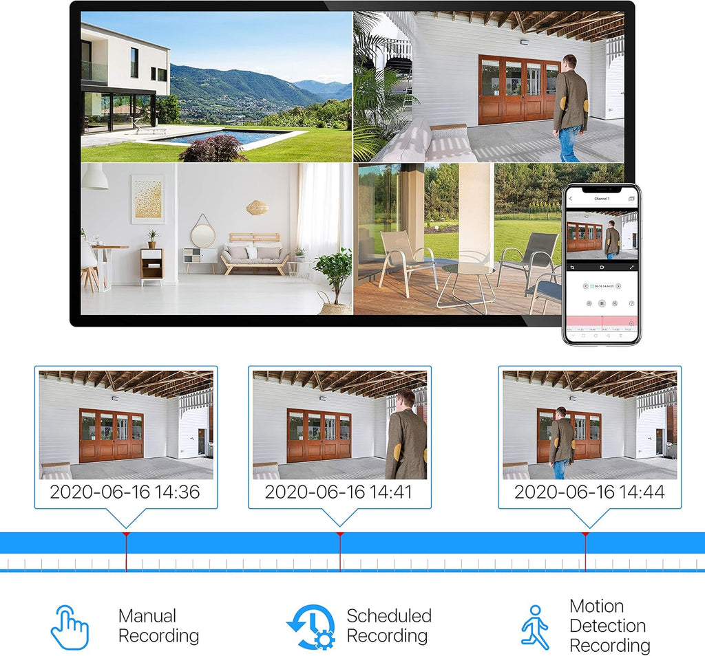zosi 5mp lite home security camera system with, close-up detail