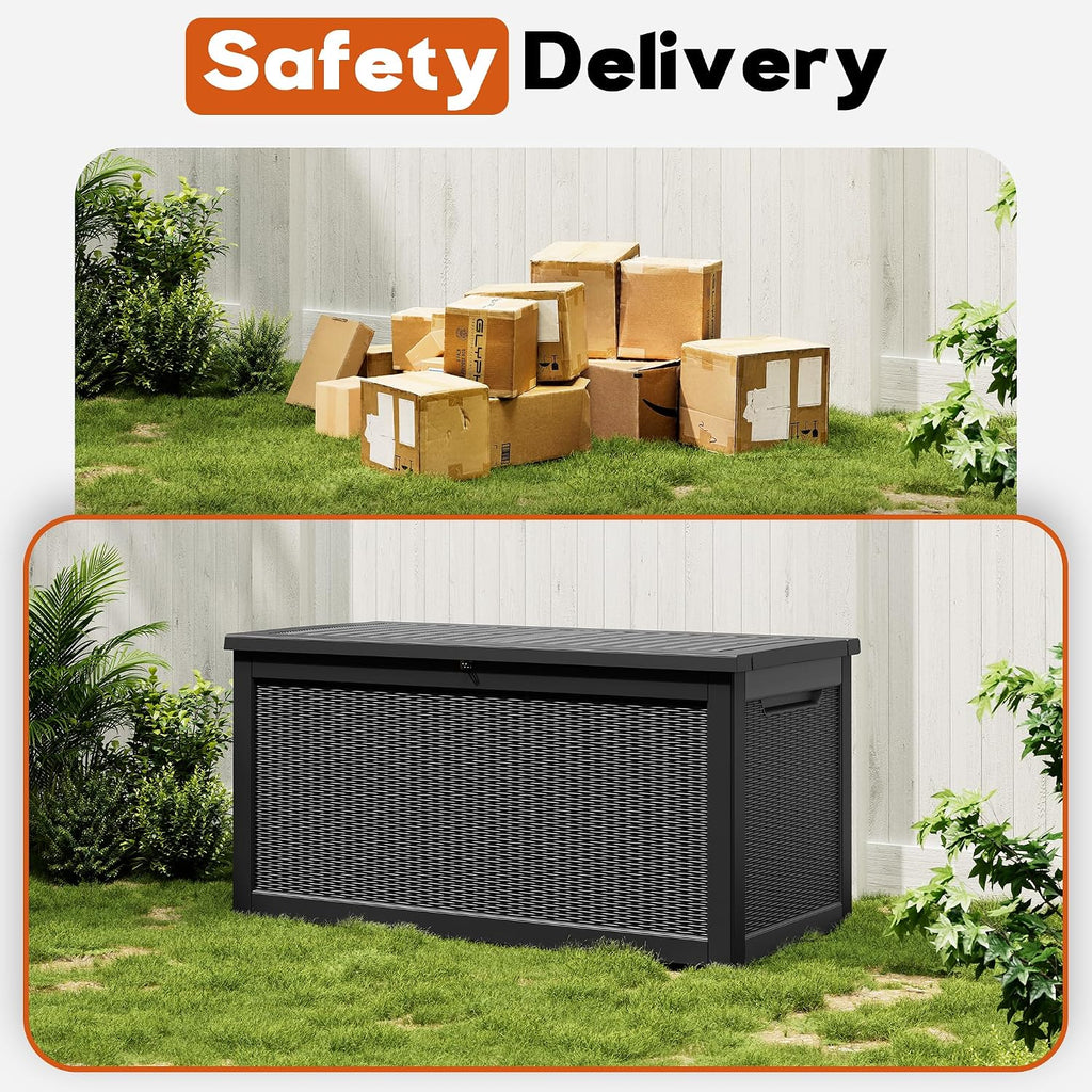 resin outdoor deck storage box waterproof (black, 300, package contents
