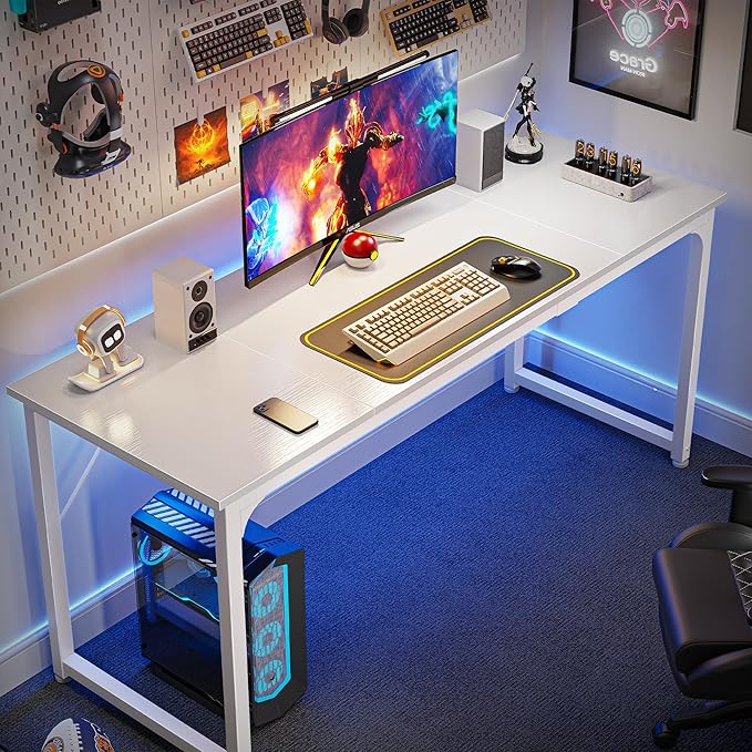 Huuger Computer Desk, 63 Inch Office Desk, Gaming Desk