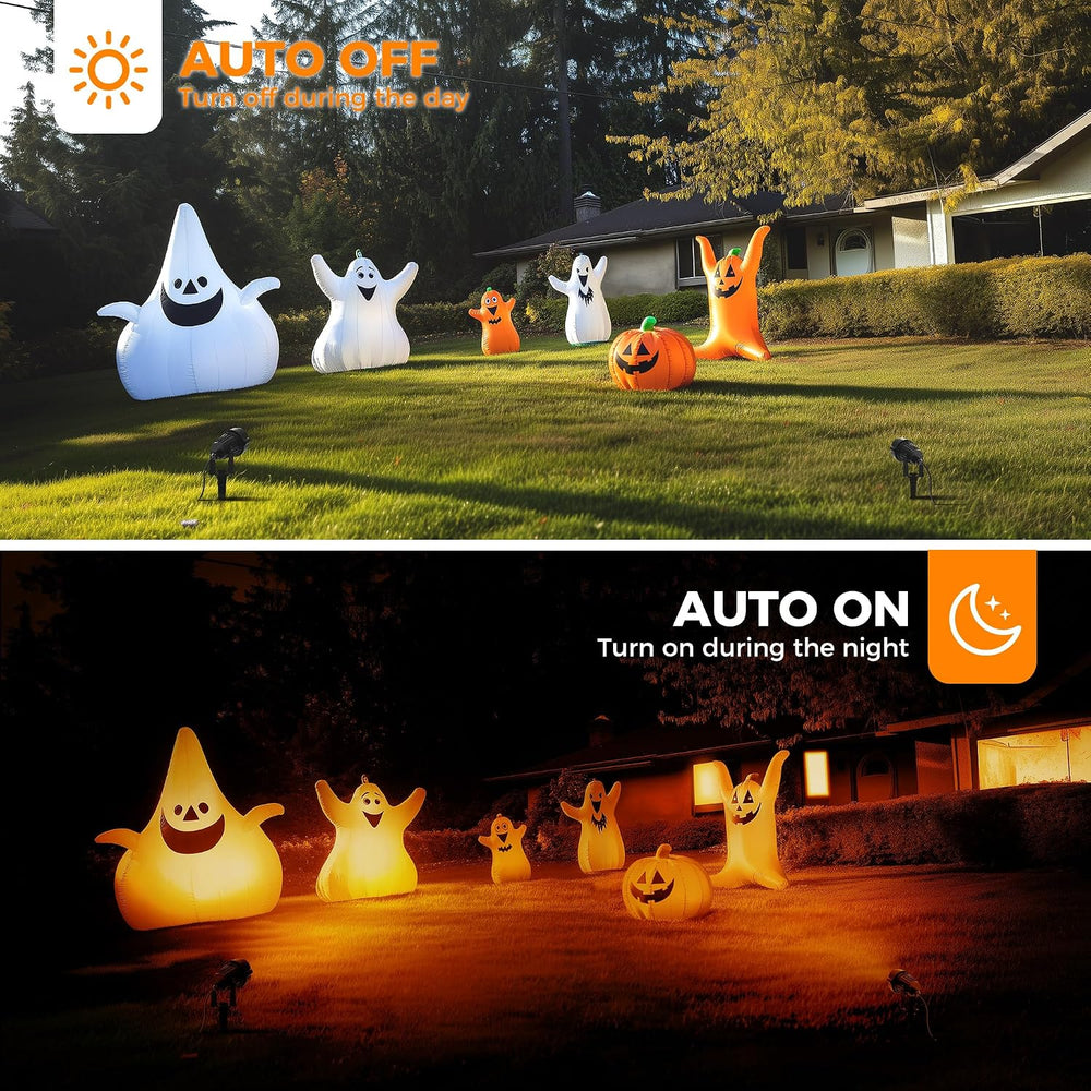L LOHAS LED Orange Halloween Lights Outdoor Spotlight Dusk to Dawn Plug in
