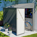 YOPTO 4x7 FT Outdoor Storage Shed Lean to Shed,Metal Shed W/Lockable Door & Air Vent,All Weather Waterproof Garden Tool House W/Reversible Installation,for Backyard,Patio,Lawn,Dark Gray