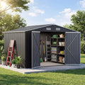 UDPATIO 10X8 FT Outdoor Storage Shed, Metal Shed for Patio&Garden,Grey