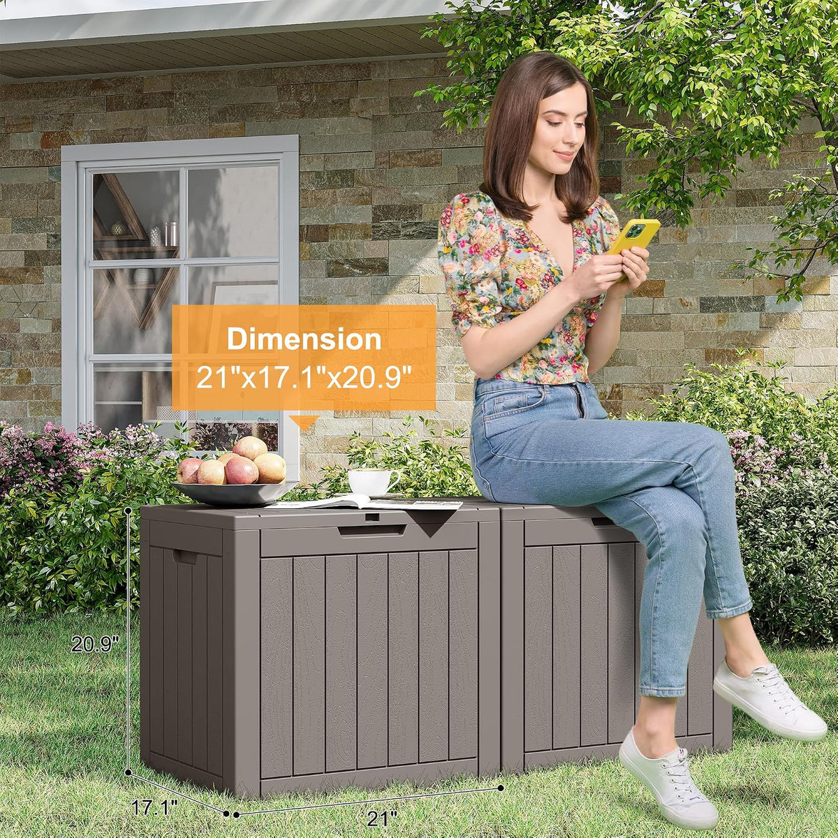 31 gallon outdoor storage box waterproof deck box, package contents