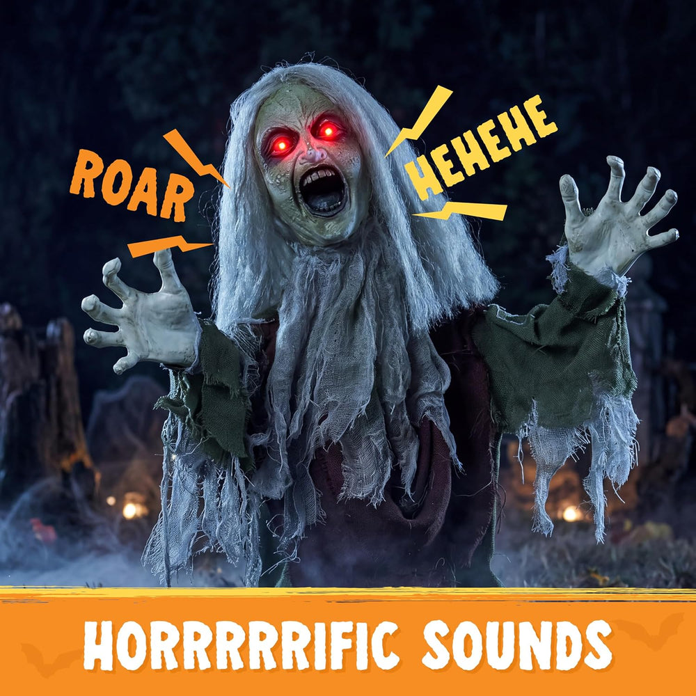 JOYIN Halloween Outdoor Animatronic Zombie Groundbreaker Decor, Half-Body Zom...