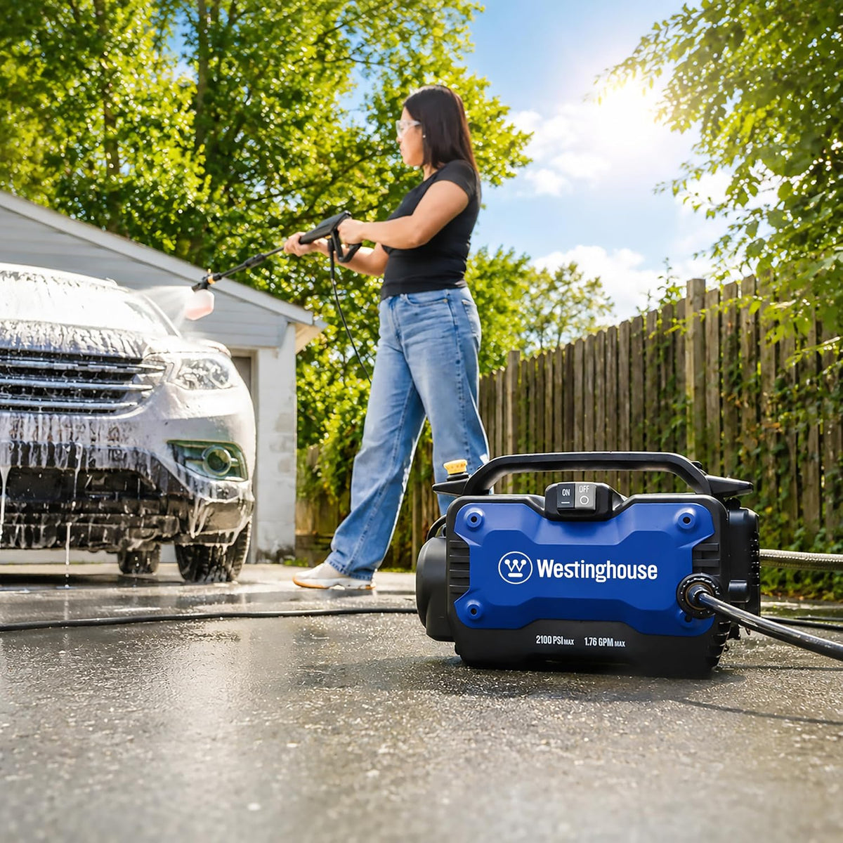 Westinghouse ePX3100s Electric Pressure Washer, 2100 Max PSI 1.76 Max GPM with Foam Cannon and Turbo Nozzle, for Cars/Fences/Driveways/Home/Patios