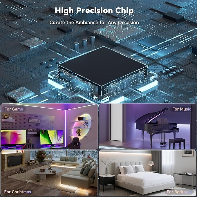 MIWISE LED Strip Lights, RGB Smart IC COB LED Strip Light Color Chasing