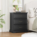 Nightstand with 3 Large Drawers, Rustic Farmhouse Wood Small Dresser, Bedside