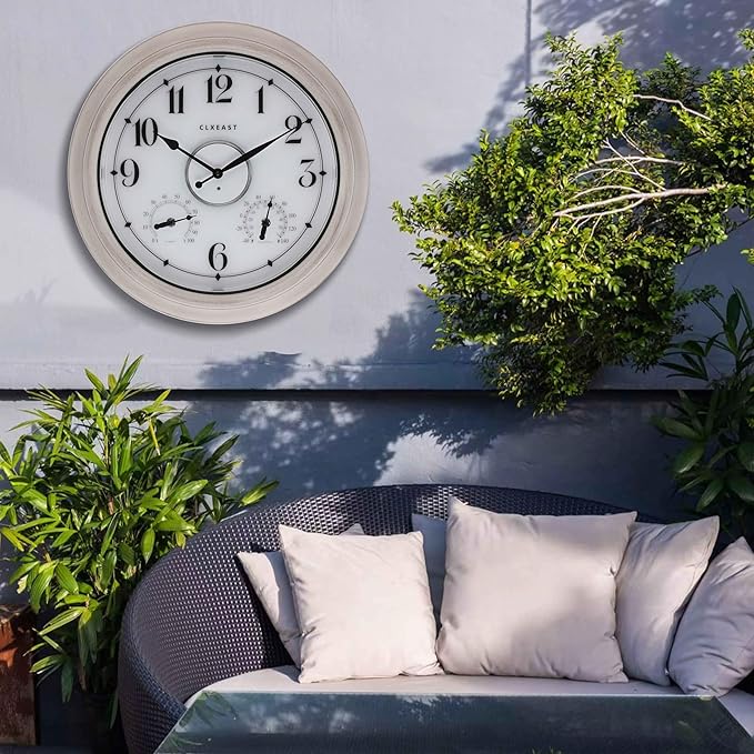 CLXEAST 18 Inch Illuminated Outdoor Clock