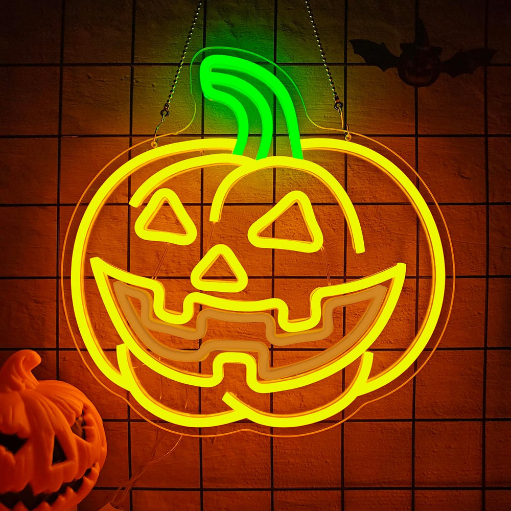 Flashing Jack-O'-Lantern Neon Sign Halloween Animated Pumpkin Led