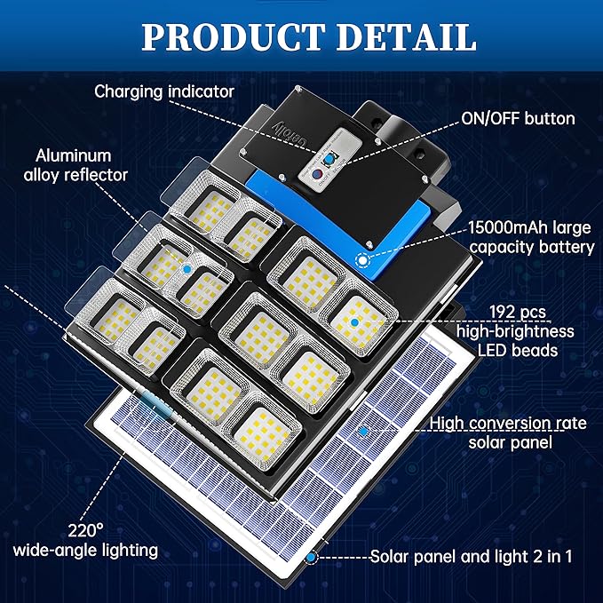 Gefolly SL-2000W Outdoor Solar Street Light