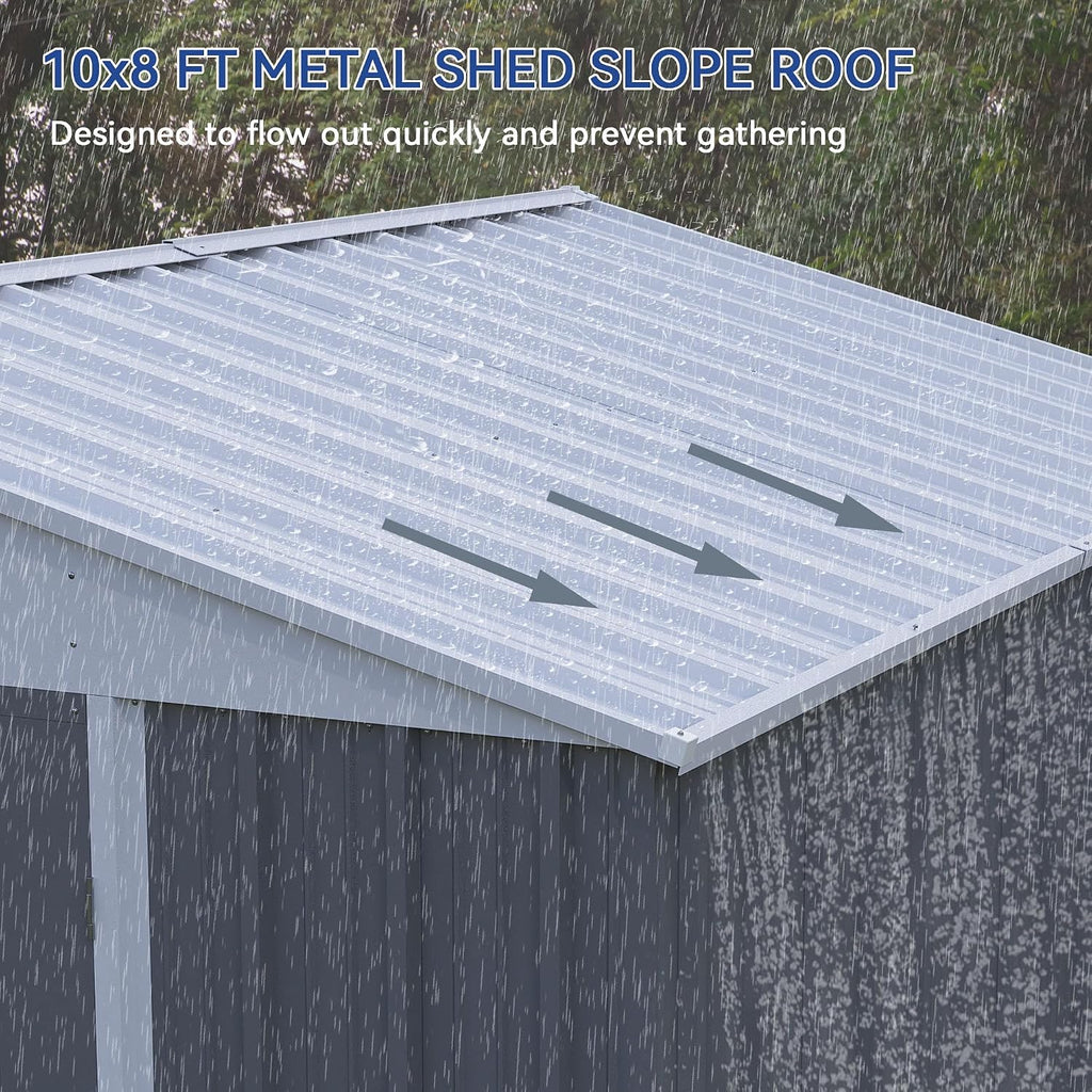 patiowell 10x8 ft outdoor storage shed, metal sheds, side view