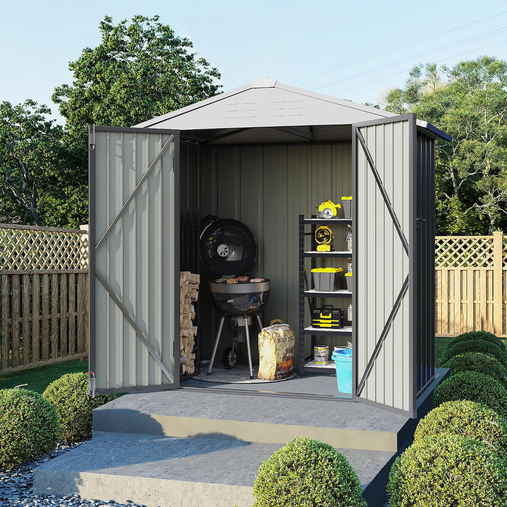 flamaker 6x4 ft storage shed waterproof metal garden, package contents