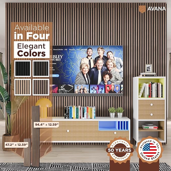 Avana Acoustic Wood Wall Panels – 47.2 X 12.6 Inch Walnut Acoustic Panels 2 PCs