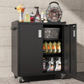 COFaR Heavy-Duty Rolling Storage Cabinet, 2-Door Metal Garage Cabinet with 2 Adjustable Shelves, Lockable Wheels & Locking Doors, 35"H Large Capacity Tool Chest for Workshop, Garage, Warehouse - Black