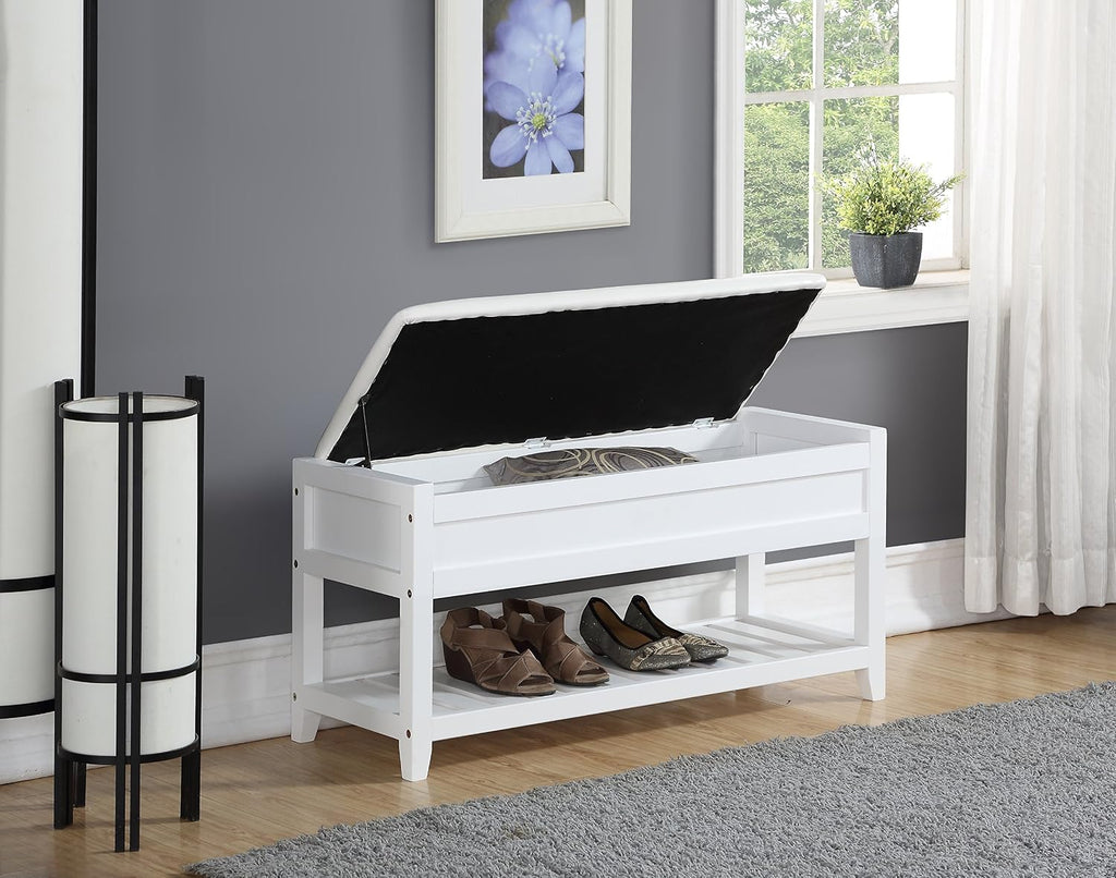 roundhill furniture rouen clean white seating bench with, close-up detail